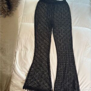 Black Sheer Flare Pants